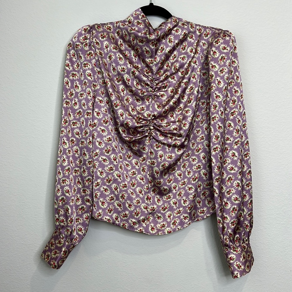 ZARA LONG SLEEVE FLORAL PURPLE TOP